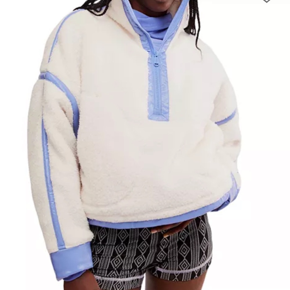 🌟 FP Movement Mountain High Shine Half Zip Sweatshirt ~ Size Large ~ NWT